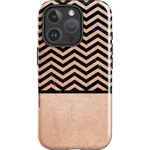 Rose Gold Chevron Split iPhone 16 Pro Magsafe Impact Case